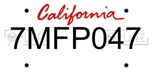 7MFP047 California License Plate