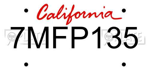 7MFP135 California License Plate