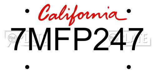 7MFP247 California License Plate