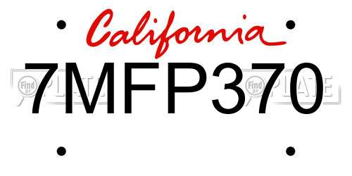7MFP370 California License Plate