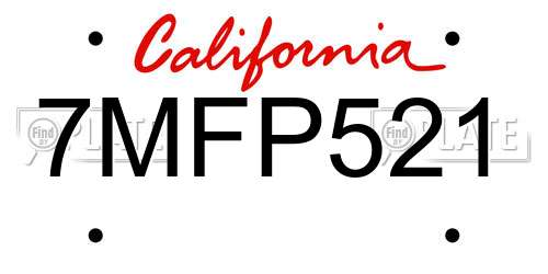 7MFP521 California License Plate