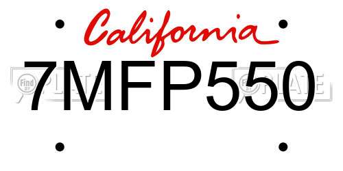 7MFP550 California License Plate