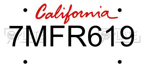 7MFR619 California License Plate