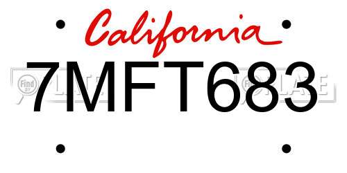 7MFT683 California License Plate