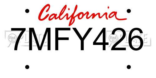 7MFY426 California License Plate