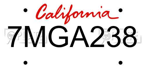7MGA238 California License Plate