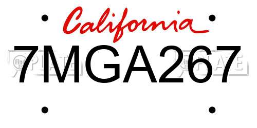 7MGA267 California License Plate