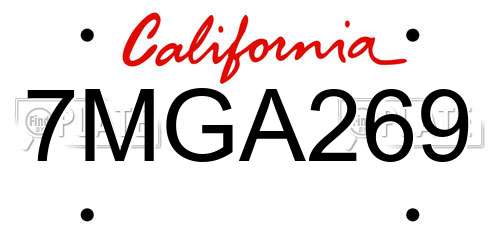 7MGA269 California License Plate