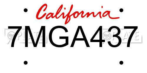 7MGA437 California License Plate