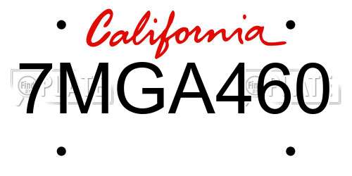 7MGA460 California License Plate