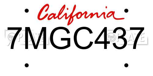 7MGC437 California License Plate