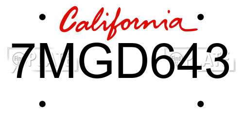 7MGD643 California License Plate