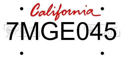 7MGE045 California License Plate