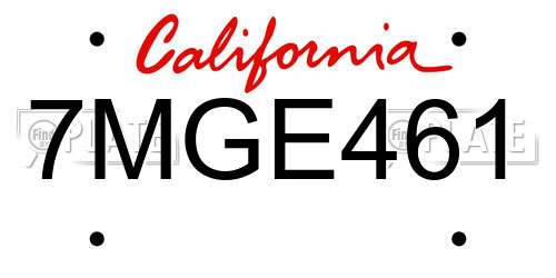 7MGE461 California License Plate