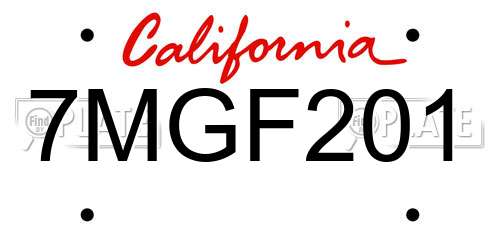 7MGF201 California License Plate