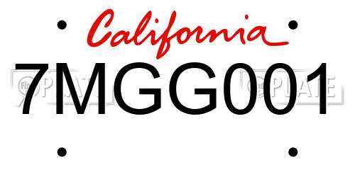7MGG001 California License Plate