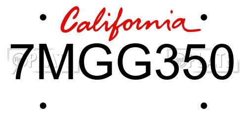 7MGG350 California License Plate