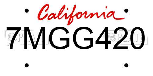7MGG420 California License Plate
