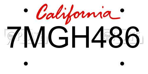 7MGH486 California License Plate