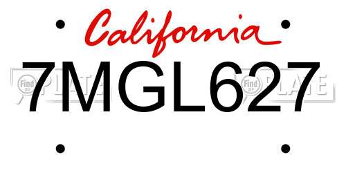 7MGL627 California License Plate