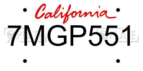 7MGP551 California License Plate