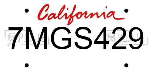 7MGS429 California License Plate
