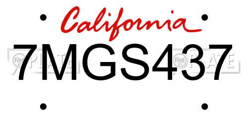 7MGS437 California License Plate