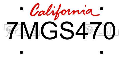 7MGS470 California License Plate