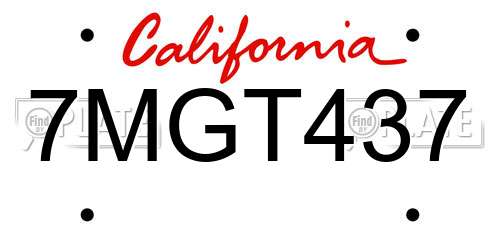 7MGT437 California License Plate