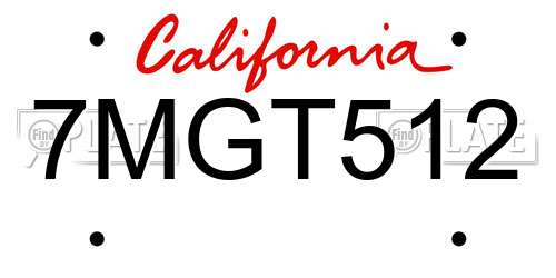 7MGT512 California License Plate