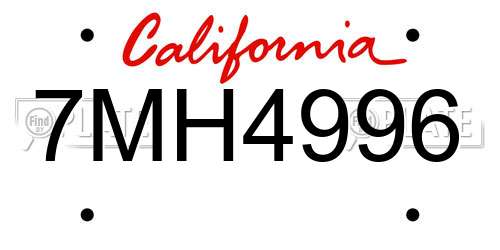 7MH4996 California License Plate