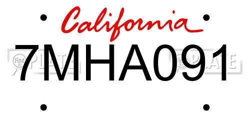 7MHA091 California License Plate