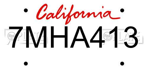 7MHA413 California License Plate