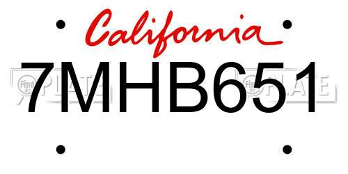 7MHB651 California License Plate