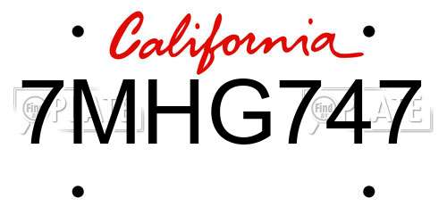 7MHG747 California License Plate
