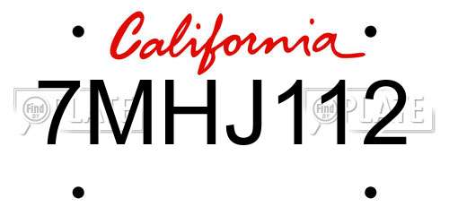 7MHJ112 California License Plate