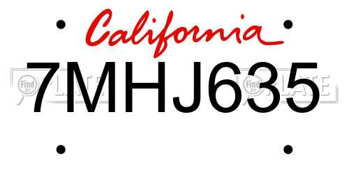 7MHJ635 California License Plate