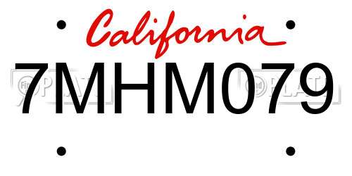 7MHM079 California License Plate