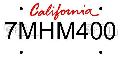 7MHM400 California License Plate