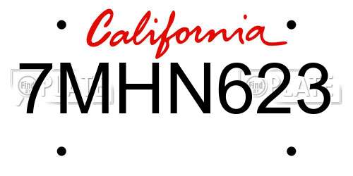 7MHN623 California License Plate