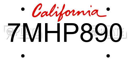 7MHP890 California License Plate
