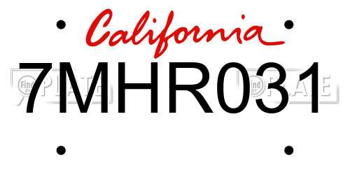 7MHR031 California License Plate