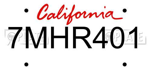 7MHR401 California License Plate