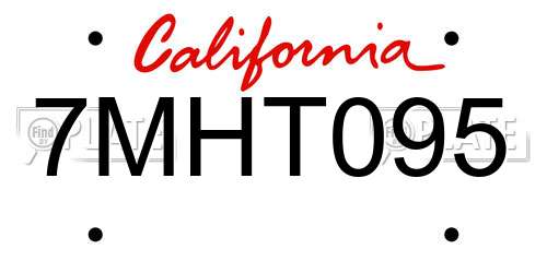 7MHT095 California License Plate