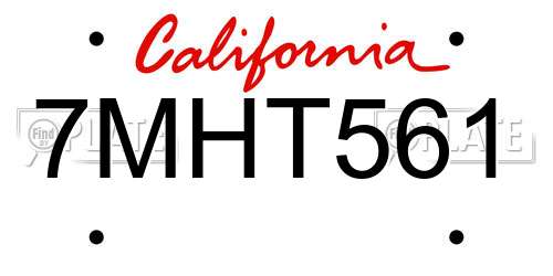 7MHT561 California License Plate
