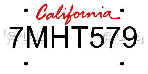 7MHT579 California License Plate