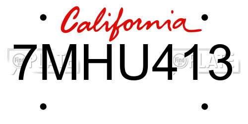 7MHU413 California License Plate