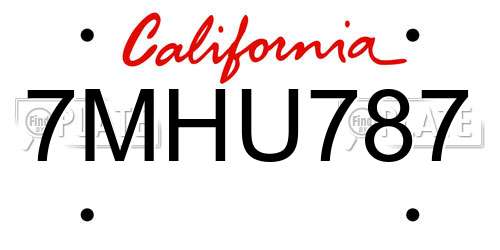 7MHU787 California License Plate
