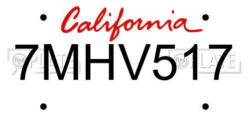 7MHV517 California License Plate