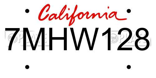 7MHW128 California License Plate